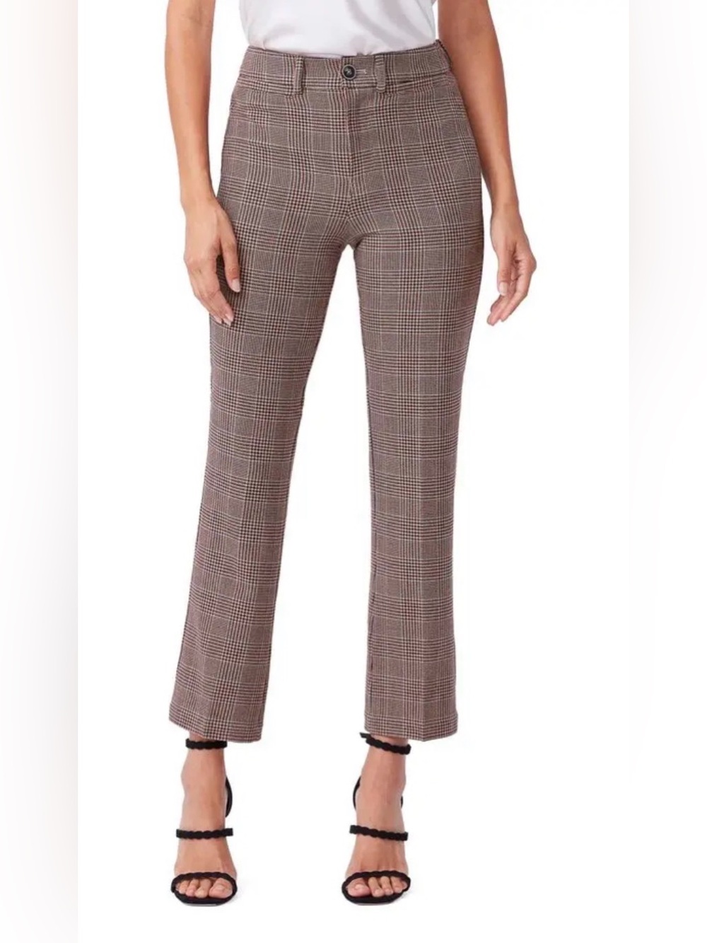 PAIGE Claudine High-Rise Ankle Flare Pants in Beige/Cordovan Multi (Size 4) 🍂✨